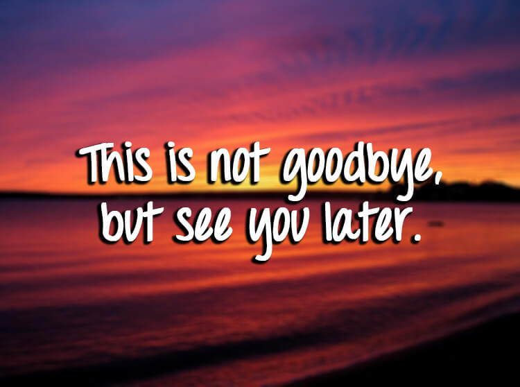 This is not goodbye, but see you later. Sunset. - Lori Ann King