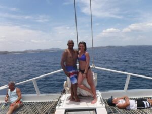 Jim and Lori Ann King on a boat in costa rica